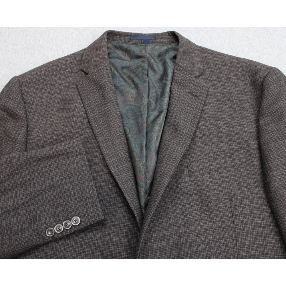 Jos A Bank 1905 Blazer Mens 44L Brown Microcheck 100% Wool Washington